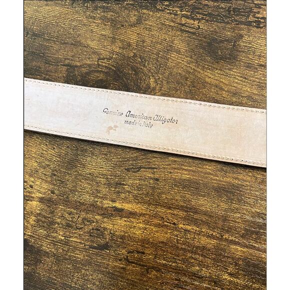 Tardini Men's American Alligator Textured Wrap Buckled Brown Belt 34 - Picture 9 of 10